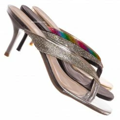 Anne Michelle Reform16 Rhinestone High Heel Slide, Women Crystal Dress Sandal New