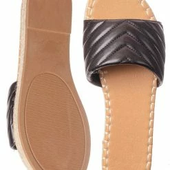 Bamboo New Healer12 Quilted Espadrille Flatform Slides - Women Platform Flat Sandal