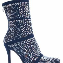 Forever Link Event98 Rhinestone Studded Stiletto Bootie- Womens Crystal Ankle Height Boot