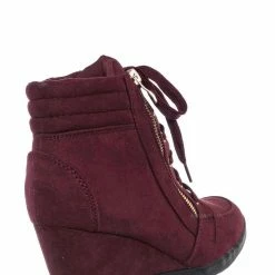 Forever Link Peggy56 90's Zip Hidden Wedge Sneaker - Athleisure Lace Up Casual Heel