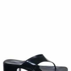 Liliana Rudy4 Jelly Slide In Clog Thong Heel Sandal, Womens PVC Slippers