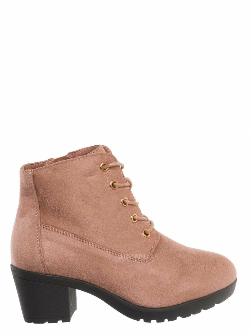 Forever Link Plus11K Girl's Block Heel Combat Ankle Bootie New