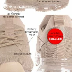 Forever Link Flow19 Stretch Elastic Mesh Sneaker - Festival Lace Up Rubber Air Bubble Cushion