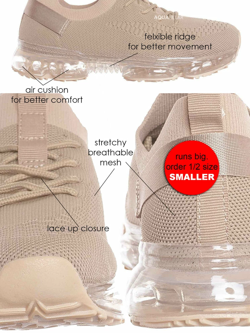 Forever Link Flow19 Stretch Elastic Mesh Sneaker - Festival Lace Up Rubber Air Bubble Cushion
