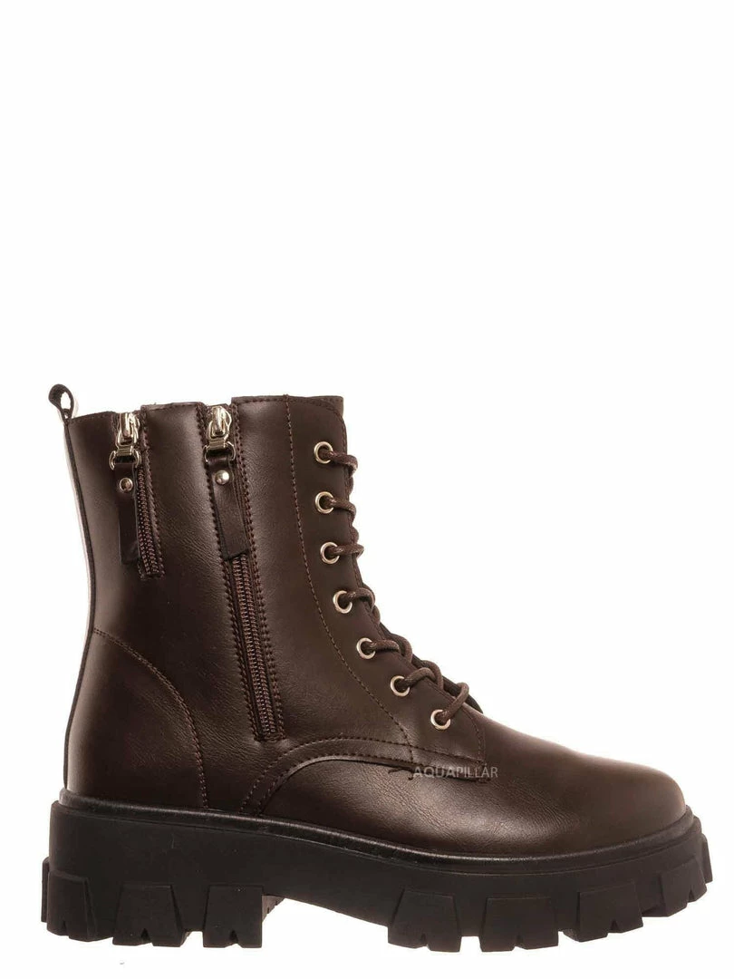 Forever Link Atlantic06 Double Zipper Lace Up Combat Bootie New