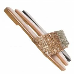 Top Moda Mesa27 Rhinestone Crystal Wide Vamp Slide, Women Summer Slipper