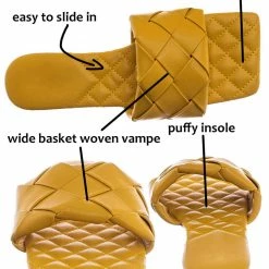 Forever Link Padded18 Wide Woven Slide Sandal - Womens Elongated Open Square Toe Slipper Mule New