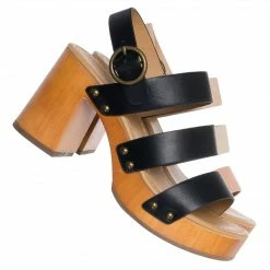 CityClassified Truly Lightweight Wooden Open Toe Clog, Women Block Heel Sandal New
