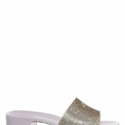 Forever Link List16 Womens Rhinestone Crystal Jelly Block Heel Mule Slide New