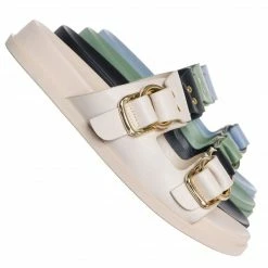 Soda New Rather Flexible Footbed Slide, Double Buckle Slipper Sandal