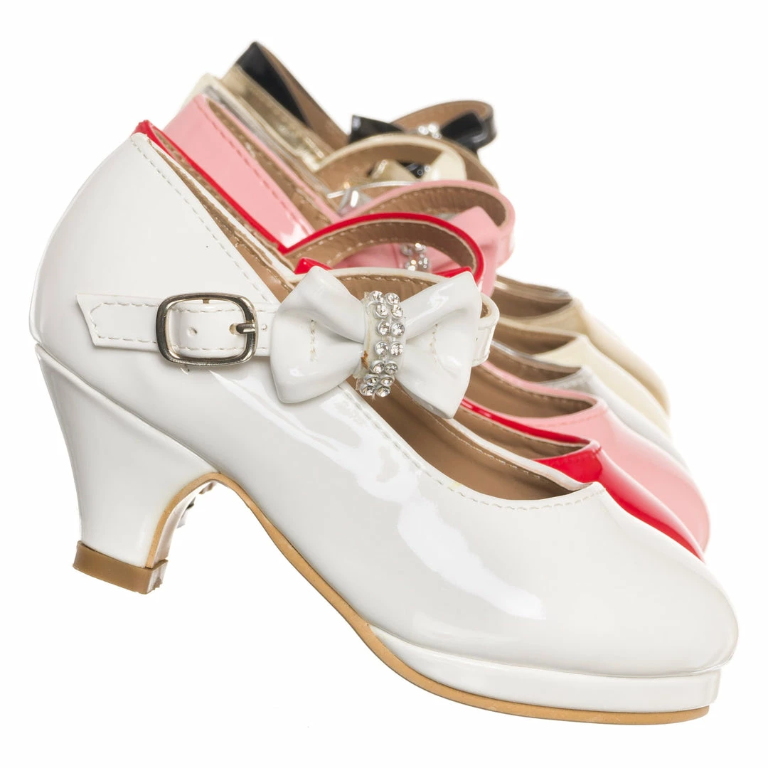 Forever Link New Dana62K Children Girl Rhinestone Round Toe Mary-Jane Dress Pump W Platform