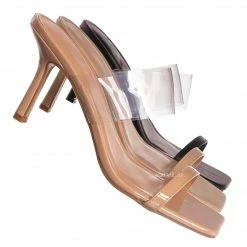Anne Michelle New Zeal03 Clear Lucite High Heel Mule, Women Transparent Sandal