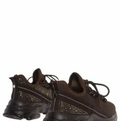 Bamboo New Hana47 Rhinestone Studded Knit Nylon Stretch Sneaker