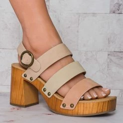 CityClassified Truly Lightweight Wooden Open Toe Clog, Women Block Heel Sandal New