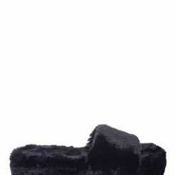 Bamboo Leverage12 Furry Platform Slides - Faux Fur Chunky Slipper In Rainbow & Leopard New