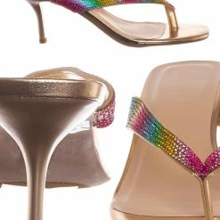 Anne Michelle Reform16 Rhinestone High Heel Slide, Women Crystal Dress Sandal New