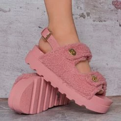 Liliana Montana3 Plush Faux Fur Slingback Molded Footbed Slipper New