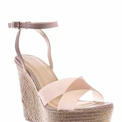 Bamboo New Chosen16 Clear Espadrille Platform Wedge Sandal - Women Lucite Clear Heels