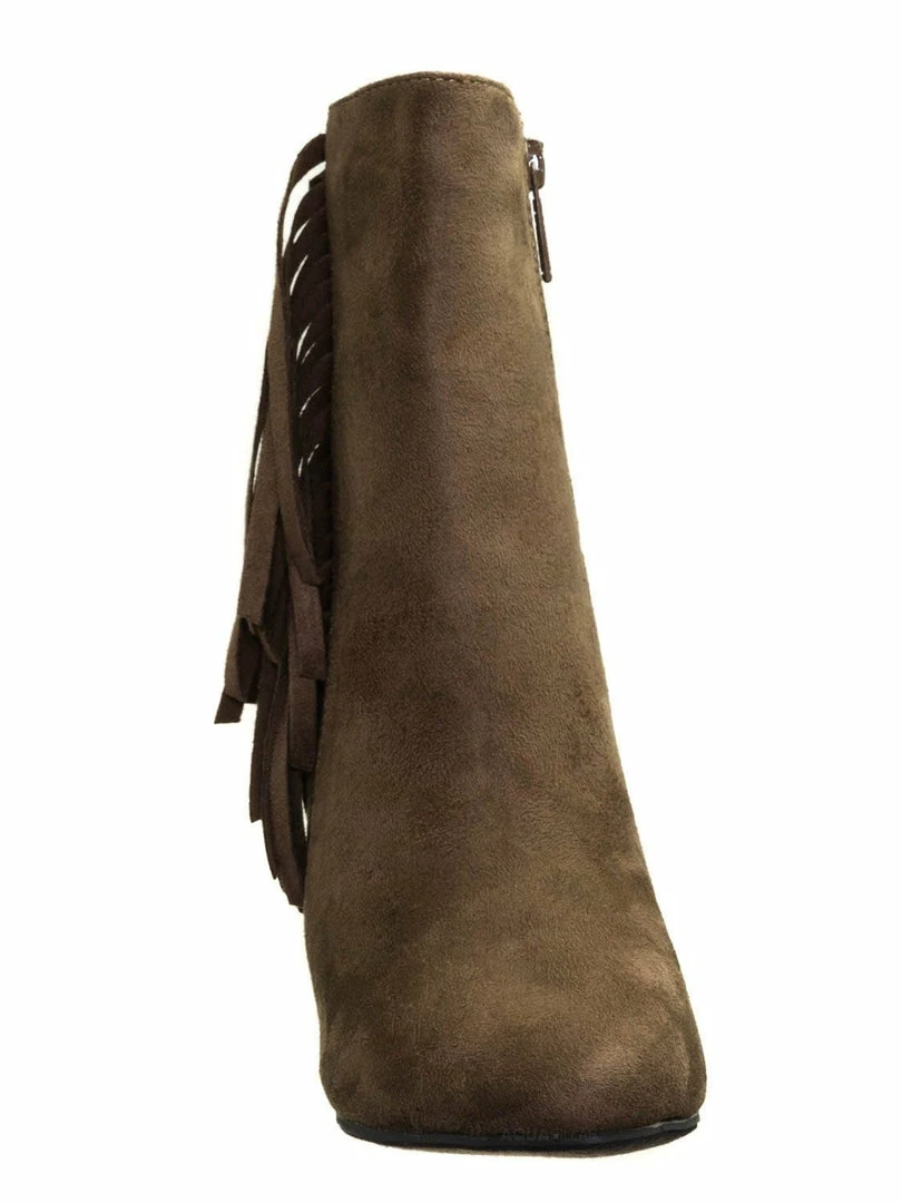 Breckelle's Lisa12 20s Retro Fringe Ankle Bootie - Flappy Tassel Block High Heel Dress Boots