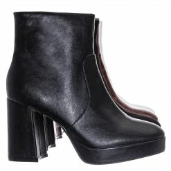 Bamboo Underlined01 Platform Block Heel Bootie - Women Croc & Suede Ankle Pump Boot New