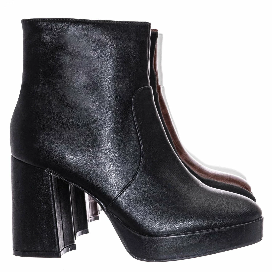 Bamboo Underlined01 Platform Block Heel Bootie - Women Croc & Suede Ankle Pump Boot New