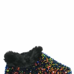 Bamboo Annie51 Shearling Sequins Slipper - Women Faux Fur Lined Bootie New