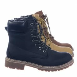 Forever Link New Broadway3 Military Fashion Combat Boots - Lace Up Threaded Lug Sole Ankle Bootie