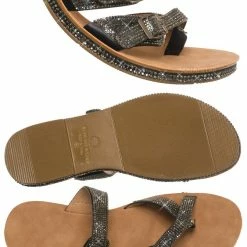 Top Moda Tyson38 Rhinestone Crystal Bendable Slipper Sandal, Women Summer Slides New