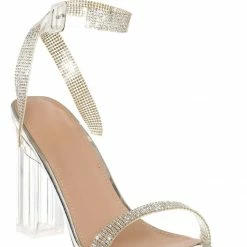 Glaze Element1 Women's Clear Acrylic Heel W Rhinestone Strap Sandal New