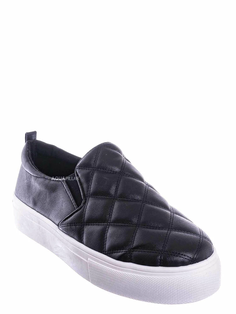 Bamboo New Story02 Flatform Quilted Sneaker -Women Matelassé Slip On Sporty Platform Loafer