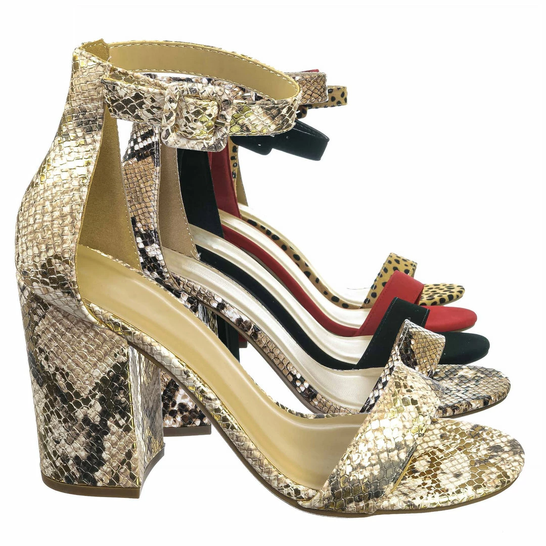 Delicious Iris Open Toe Chunky Heel Sandals - Women's 2 Piece Ankle Strap Dress Shoes