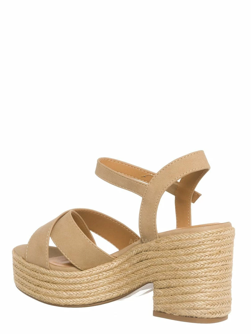 Soda Beauty Espadrille Jute Rope Platform Clog, Womens Ankle Strap Sandal New
