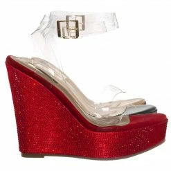 Vigo Fiore New Angelique1 Lucite Rhinestone Platform Wedge Sandal - Women Clear Dance Shoes