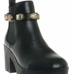 Bamboo Vista14 Rhinestone Block Heel Chelsea Boots - Womens Ankle Bootie