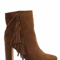 Breckelle's Lisa12 20s Retro Fringe Ankle Bootie - Flappy Tassel Block High Heel Dress Boots
