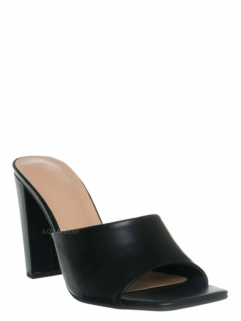 Top Moda Pita5 Block Heel Slip On Mule - Women Slide In Slipper Shoes