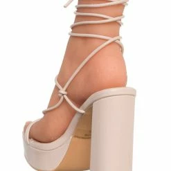 Wild Diva Dash01 Block Heel Leg Wrap Around Sandal, Women Dress Shoes