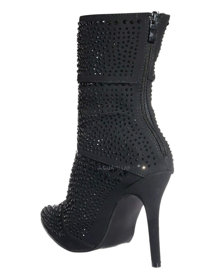 Forever Link Event98 Rhinestone Studded Stiletto Bootie- Womens Crystal Ankle Height Boot