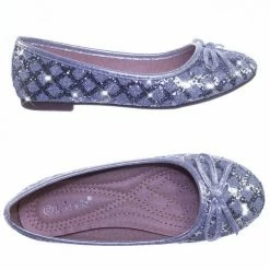 Forever Link New Karra46 Children Girls Fancy Round Toe Ballet Flat W Criss Cross Glitter