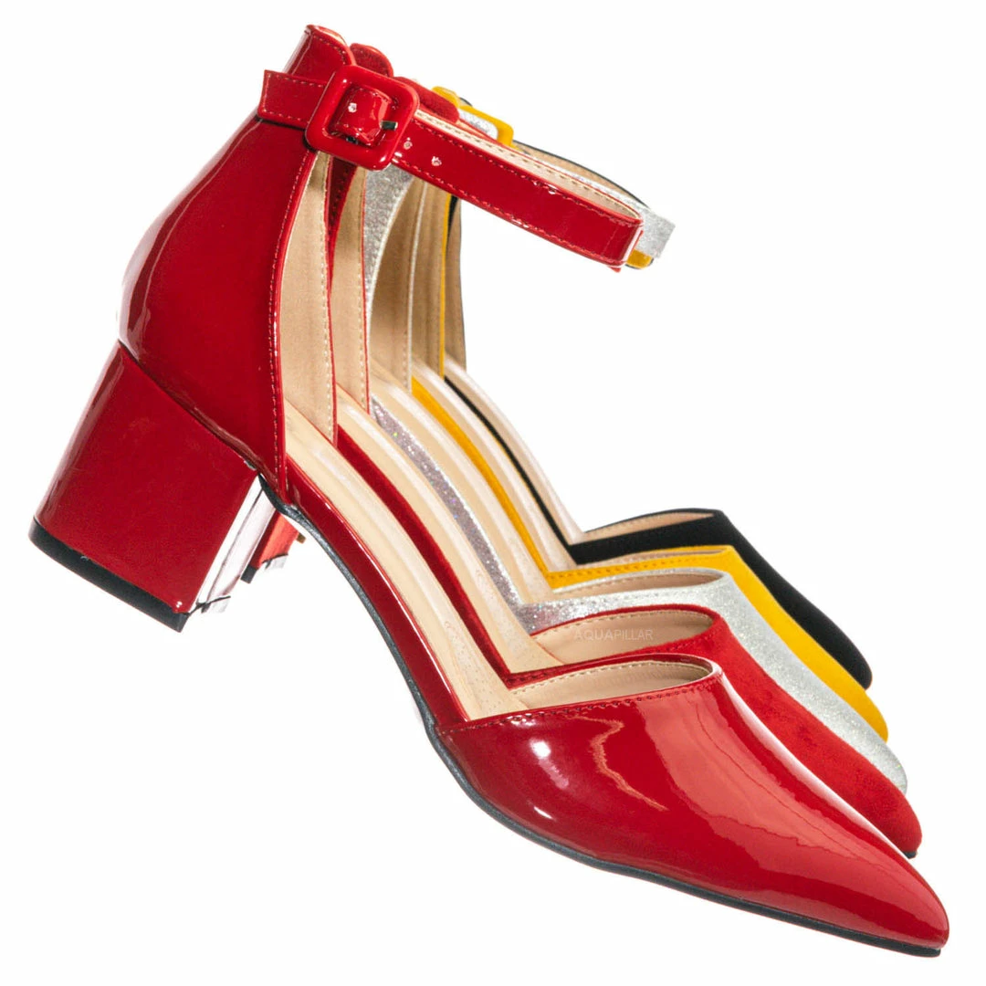 Forever Link Nataly01 Low Block Heel D'Orsay Pump - Pointed Toe Two Piece Office Dress Shoes New