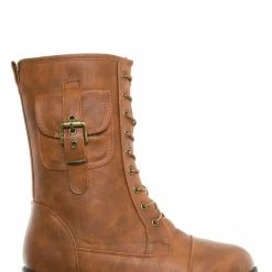 Forever Link New Mountain84 Combat Boots W Side Pocket - Men Women Lace Up Shoes