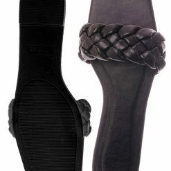 Bamboo Block19 Woven Braided Band Slipper - Womens Open Squared Toe Slip On Flat Sandal