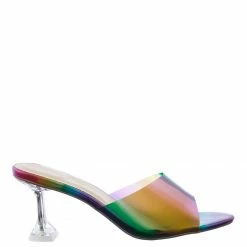 Bamboo New Water04 Clear High Heel Slip-On Mule, Womens Lucite Sandal