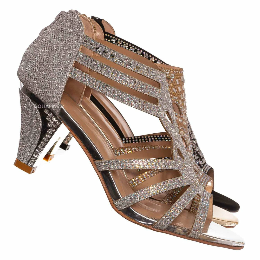 Forever Link Perform60 Rhinestone Crystal High Heel Sandal - Women Glitter Dress Shoes