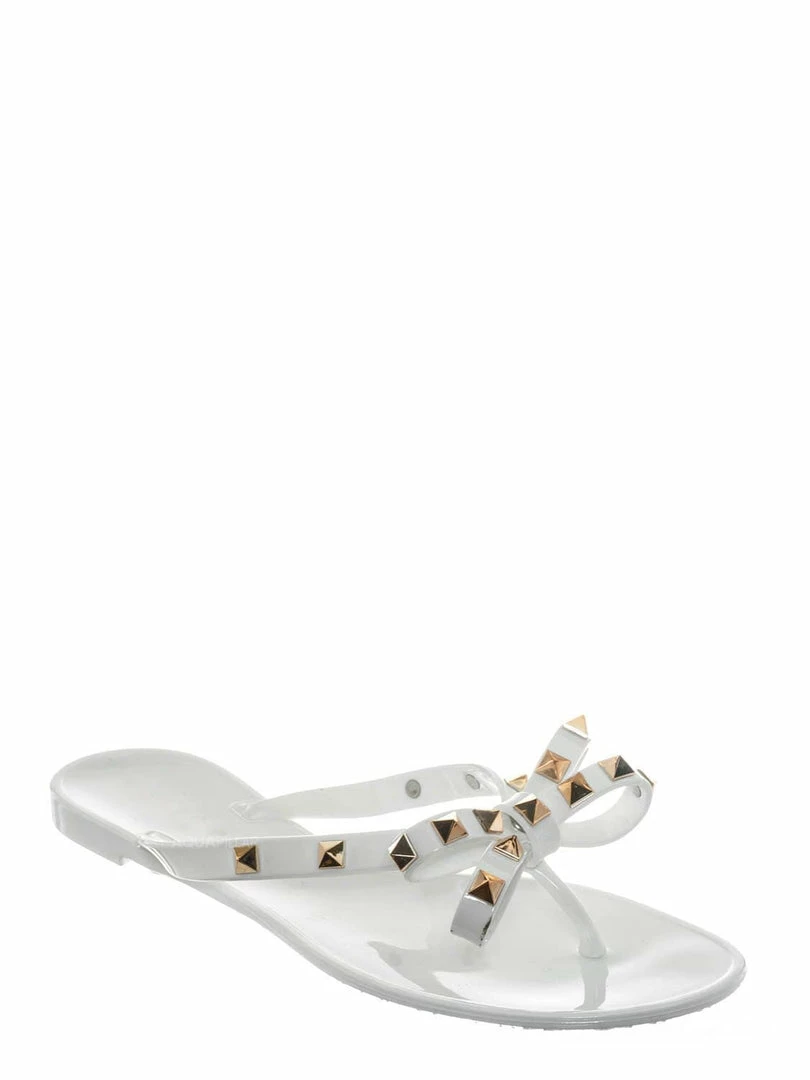 Bamboo New Studs01 Stud Jelly Slip On Slides - Beach Slipper W Metal Pyramid Stud