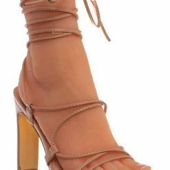 X2B Alaiya1 Leg Wrap Lace Up High Heel Sandal, Women Dress Shoes