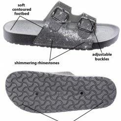 Bamboo Luster01 Rhinestone Molded Footbed Sandal - Contoured Crystal Slip On Slipper