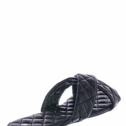 La Shailah New Baily2 Puffy Quilted Flat Slipper Sandal - Cross Strap Open Toe Slide In Shoes
