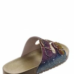 Bamboo Luster01 Rhinestone Molded Footbed Sandal - Contoured Crystal Slip On Slipper