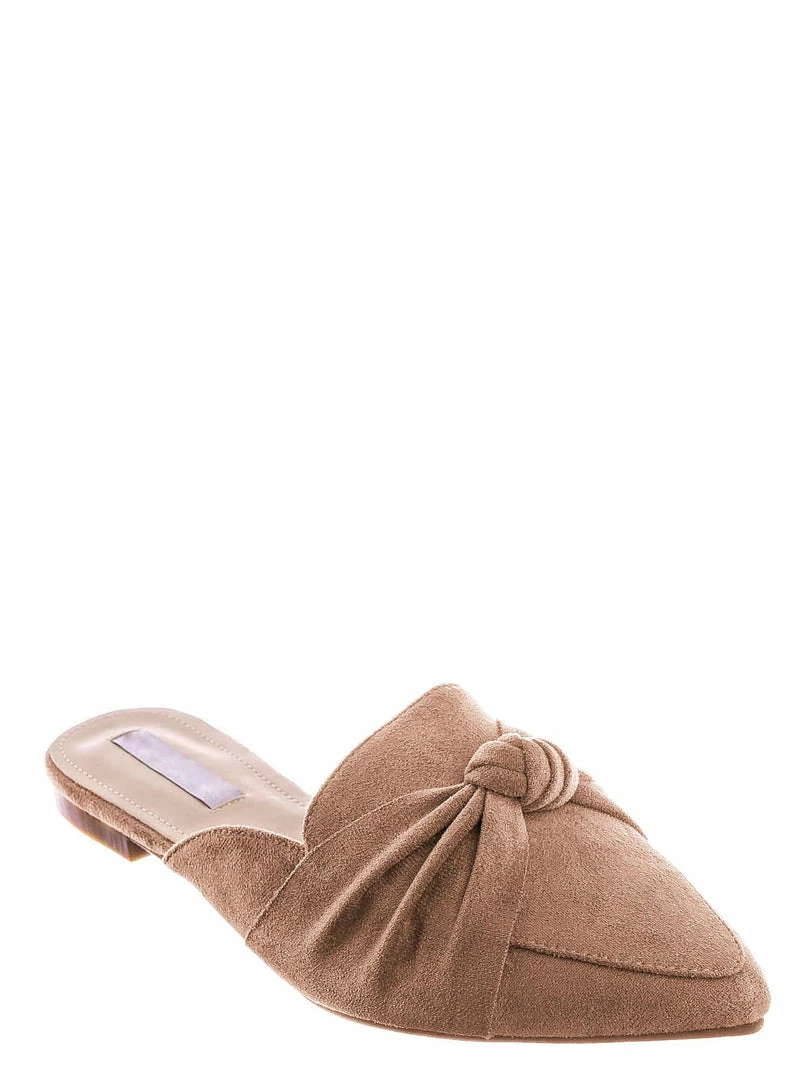 Forever Link Mules11 Knotted Pointed Toe Slides - Women's Slide In Close Toe Slipper New